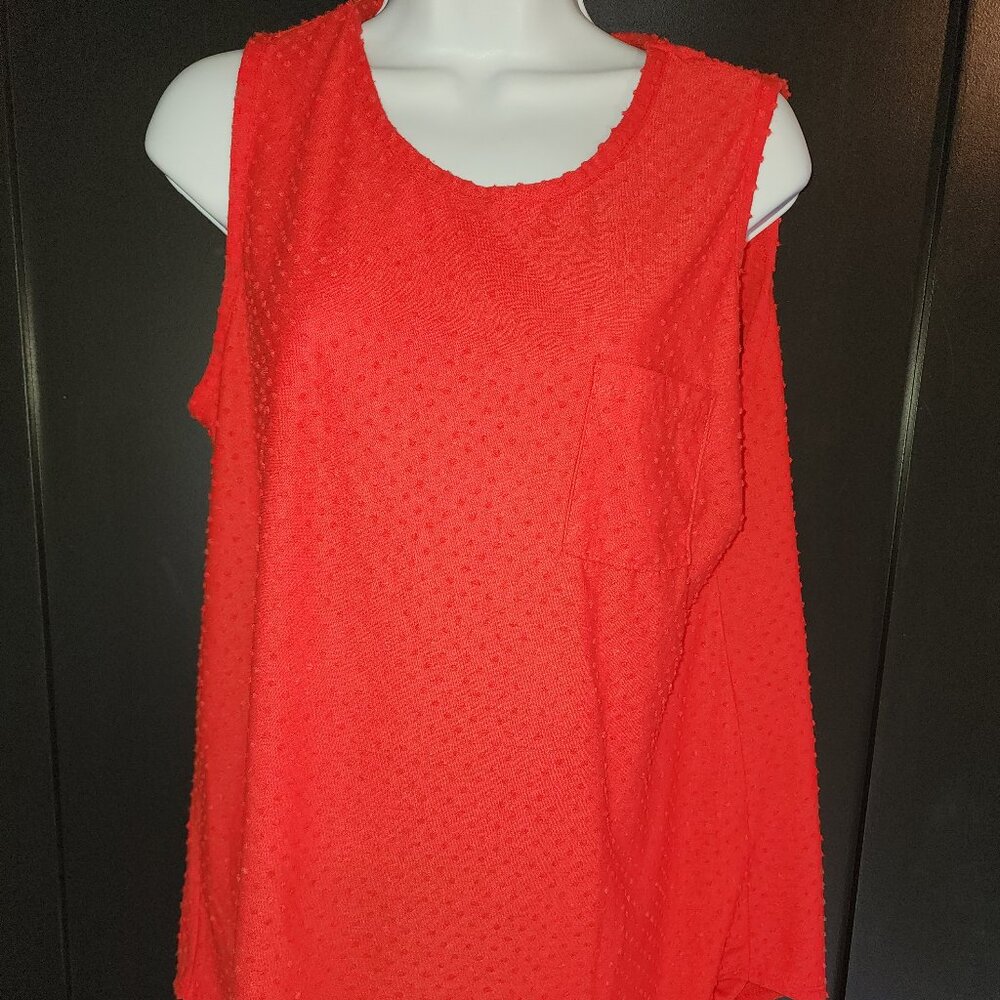 Betsey's Boutique Swiss Dot Pocket Tank in Red Sz XL